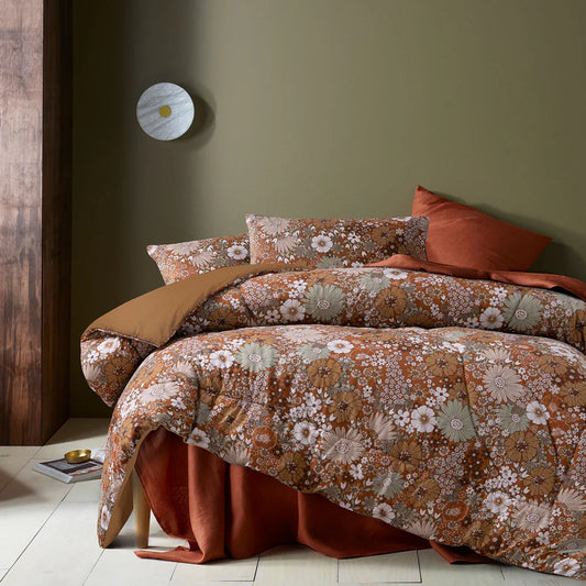Accessorize 3 Pcs Rainbow Garden Autumn Washed Cotton Comforter Set Queen - Mekamart Australia