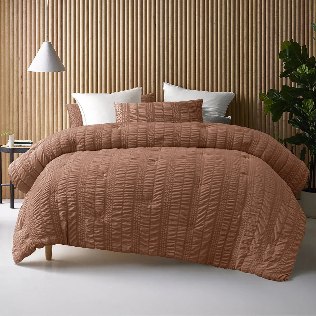 Accessorize Seersucker Tobacco 3 Piece Comforter Set Queen - Mekamart Australia
