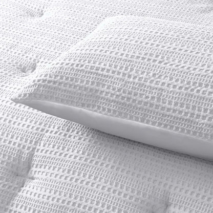 Accessorize Soho Waffle White 3 Piece Comforter Set Queen - Mekamart Australia