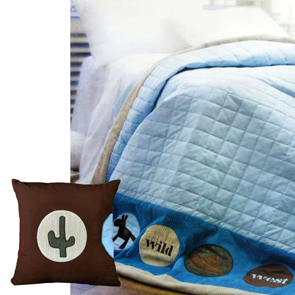 Happy Kids Wild Wild West Blue Embroidered Comforter with Bonus Cushion - Mekamart Australia