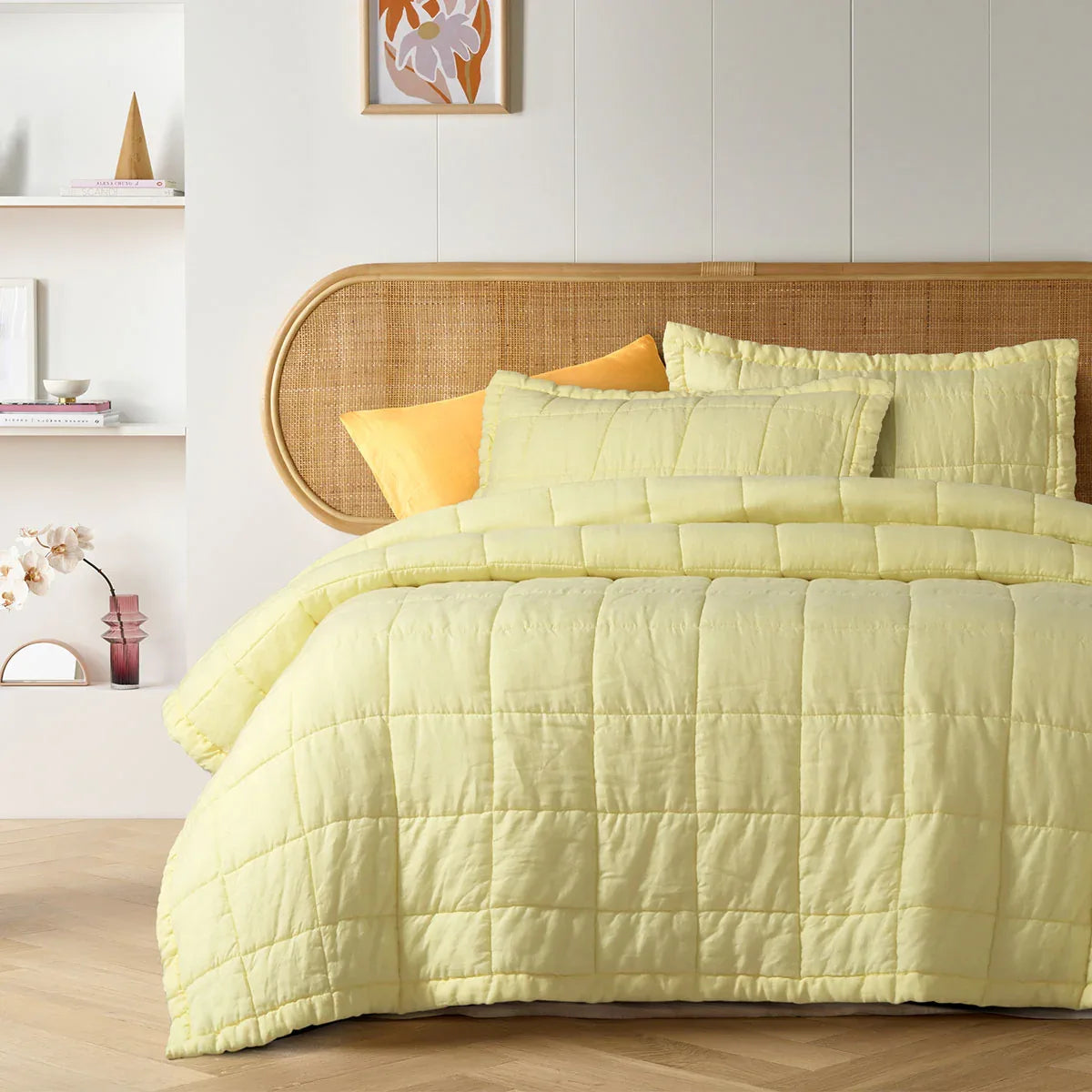Vintage Design Homewares Butter French Linen Coverlet Set King - Mekamart Australia