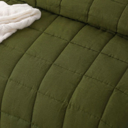 Vintage Design Homewares Olive French Linen Coverlet Set Queen - Mekamart Australia