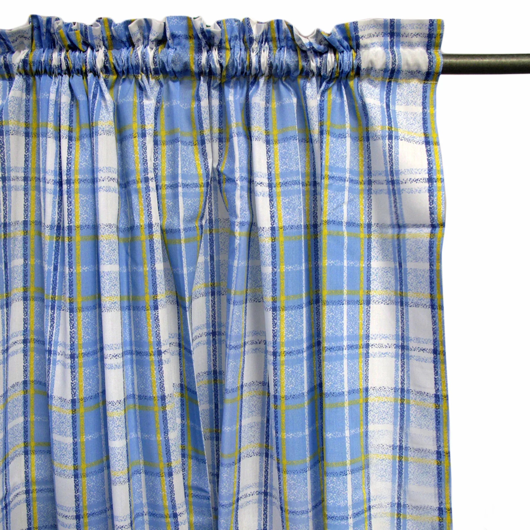 Home Innovations Pair of Polyester Cotton Rod Pocket Blue Checkered Curtains - Mekamart Australia