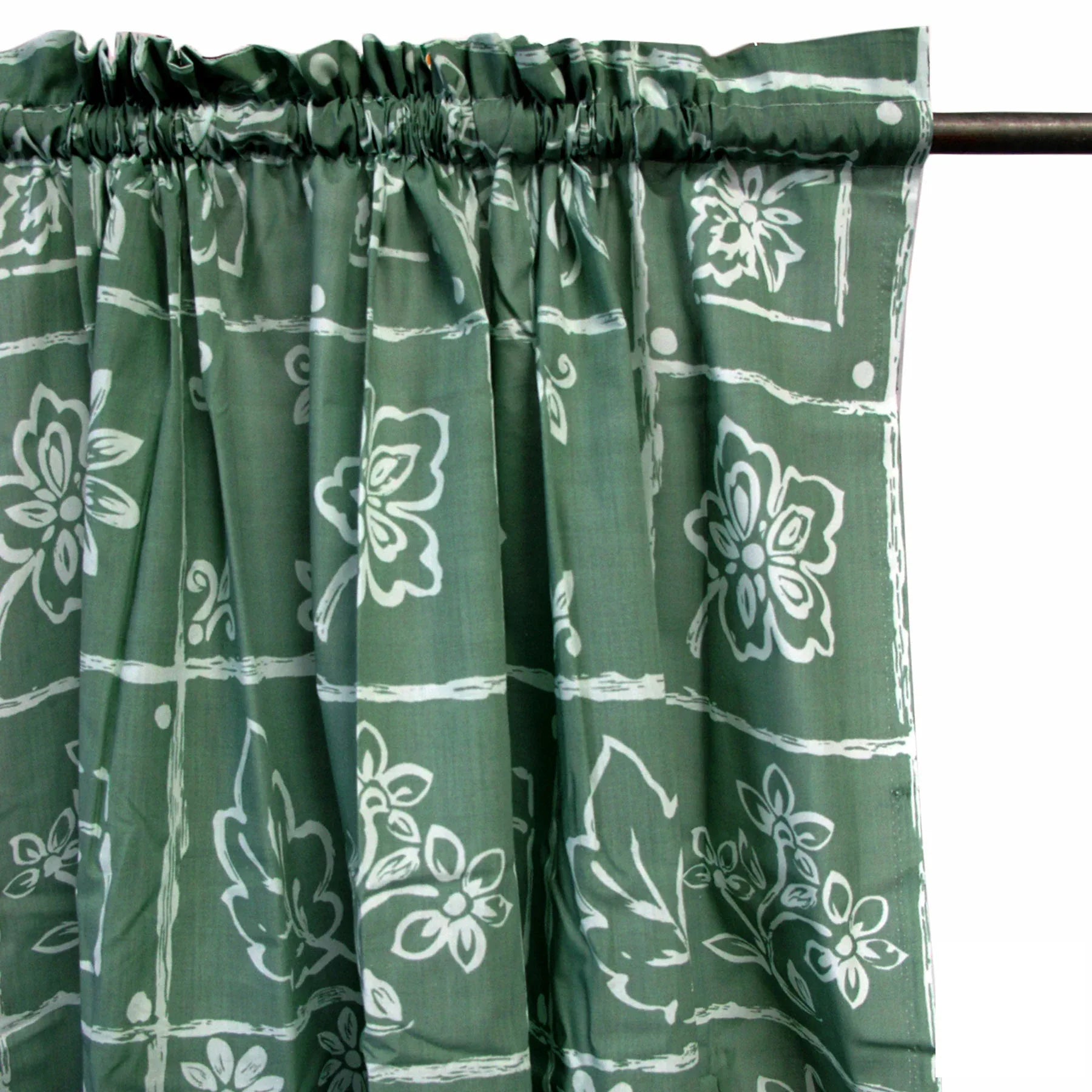 Home Innovations Pair of Polyester Cotton Rod Pocket Green Floral Curtains - Mekamart Australia