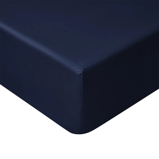 Accessorize 400TC Navy Bamboo Cotton Fitted Sheet 40cm Wall King Single - Mekamart Australia