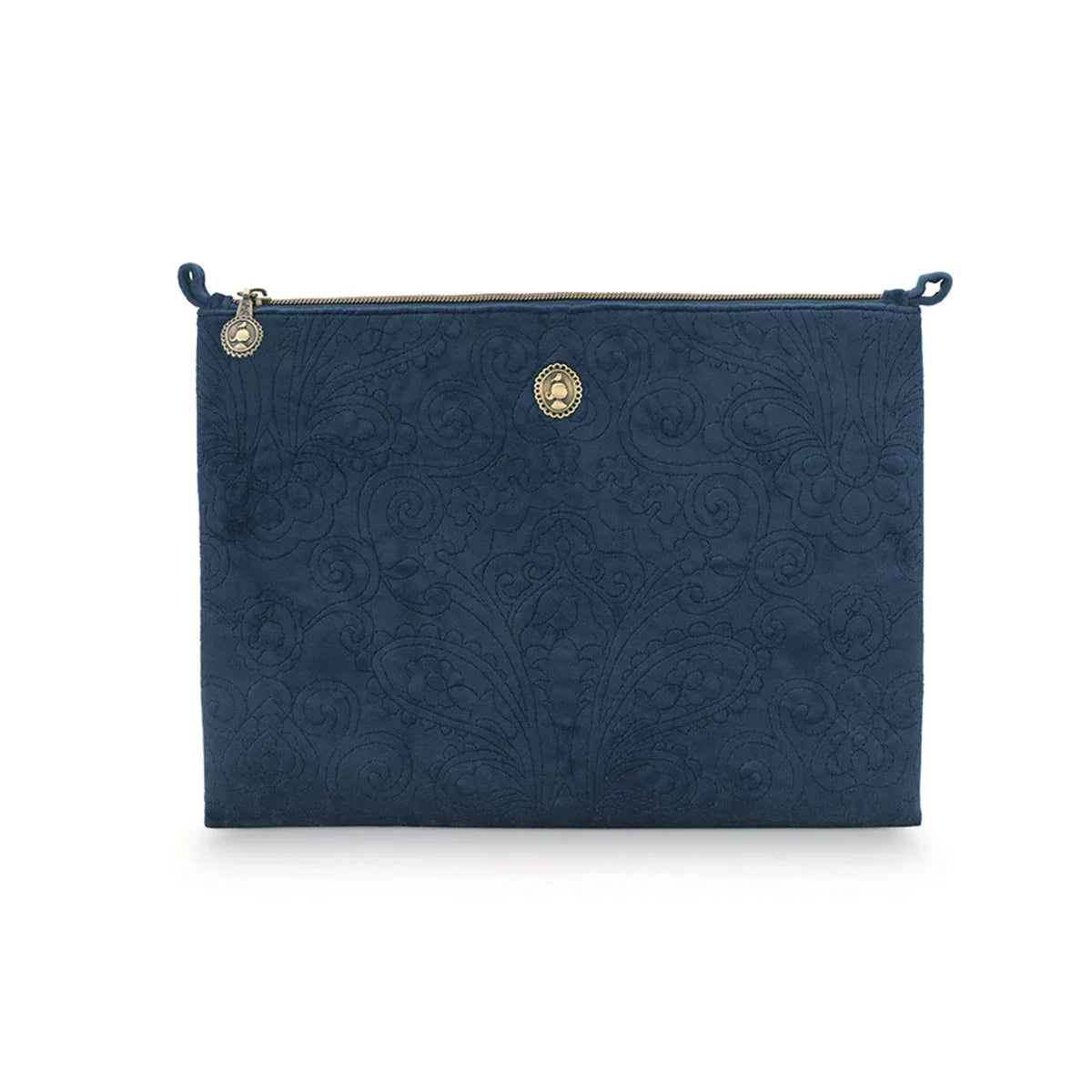 PIP Studio Velvet Quilted Dark Blue Large Cosmetic Flat Pouch - Mekamart Australia