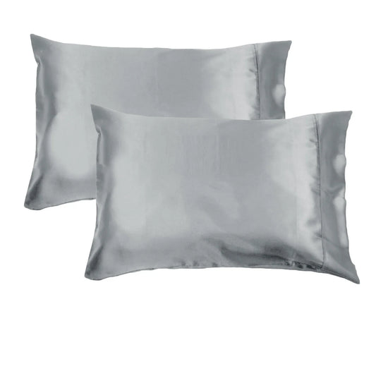 Accessorize 300TC Deluxe Essentials Satin Standard Pillowcases Silver - Mekamart Australia