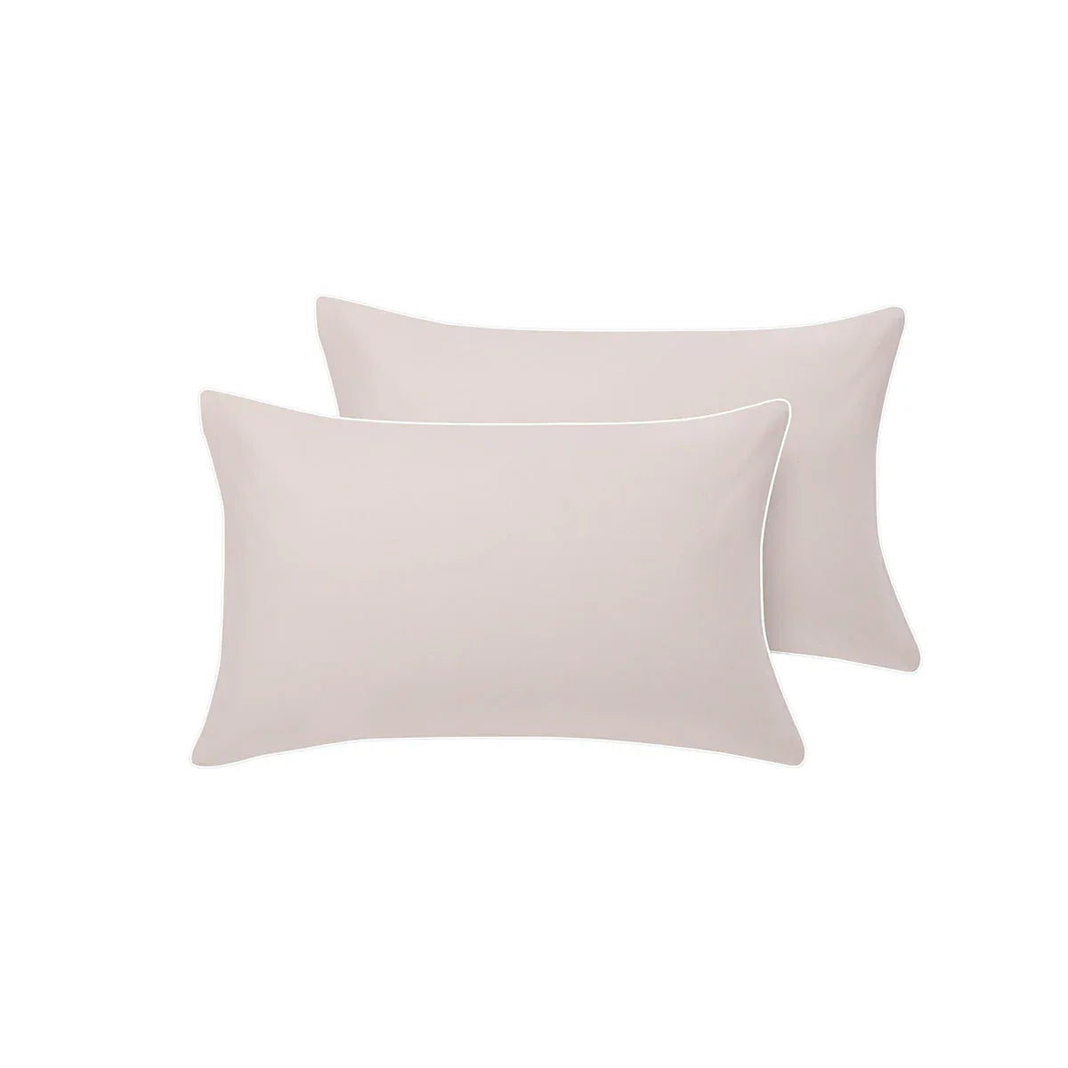Accessorize Pair of White/Natural Piped Hotel Deluxe Cotton Standard Pillowcases - Mekamart Australia