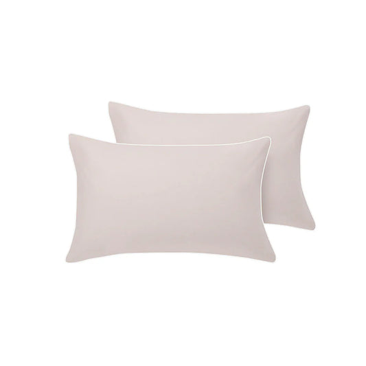 Accessorize Pair of White/Natural Piped Hotel Deluxe Cotton Standard Pillowcases - Mekamart Australia