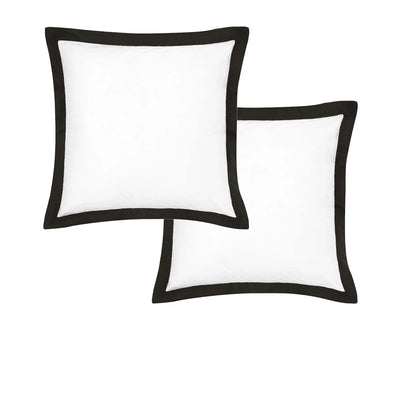 Accessorize Pair of White/Black Tailored Hotel Deluxe Cotton European Pillowcases - Mekamart Australia