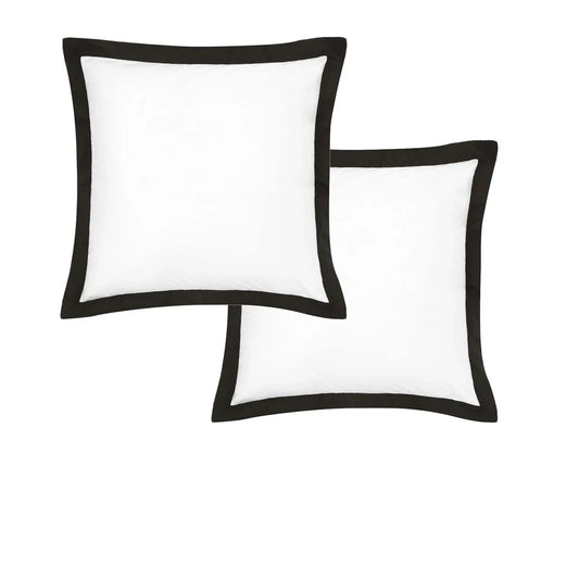 Accessorize Pair of White/Black Tailored Hotel Deluxe Cotton European Pillowcases - Mekamart Australia