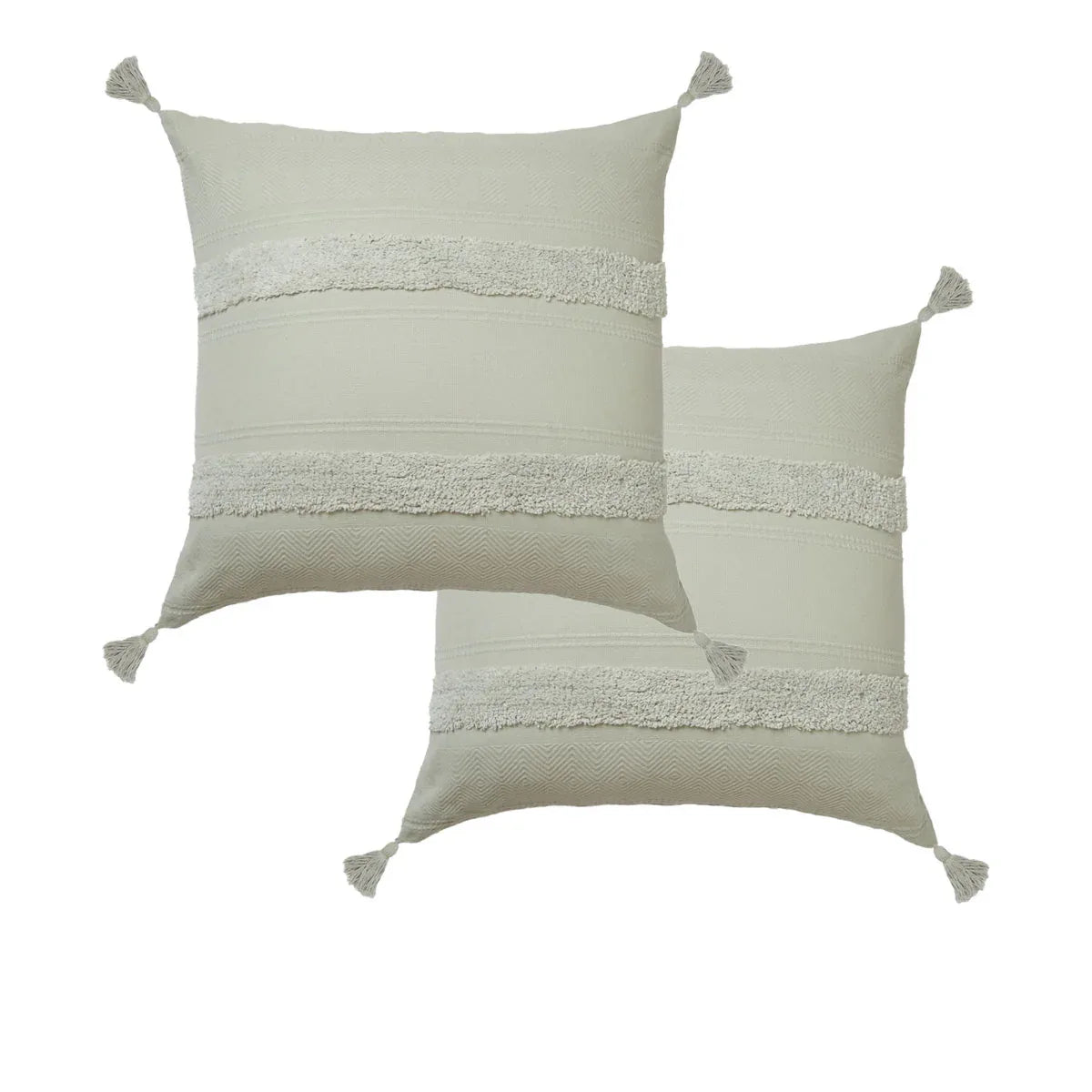 Accessorize Pair of Indra Cotton Tassel European Pillowcases - Grey - Mekamart Australia