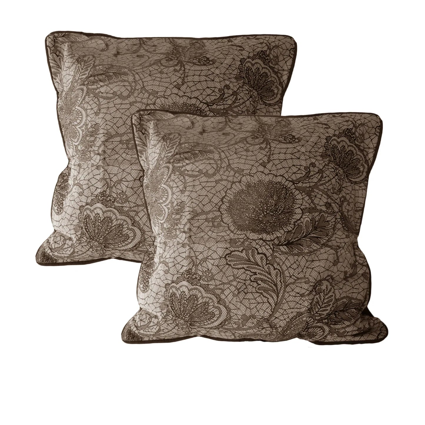 Accessorize Pair of Trudie Lace European Pillowcases Chocolate - Mekamart Australia