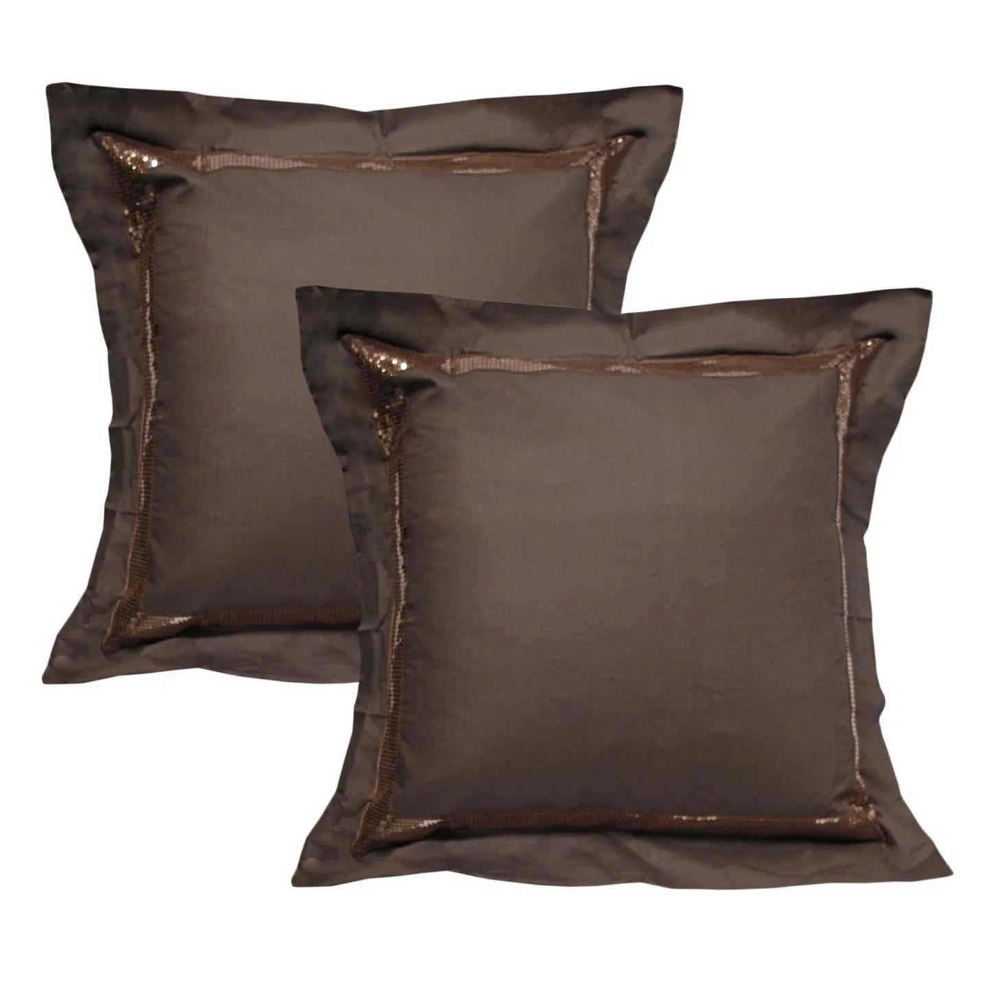 Accessorize Pair of Sequins Chocolate European Pillowcases 65 x 65 cm - Mekamart Australia
