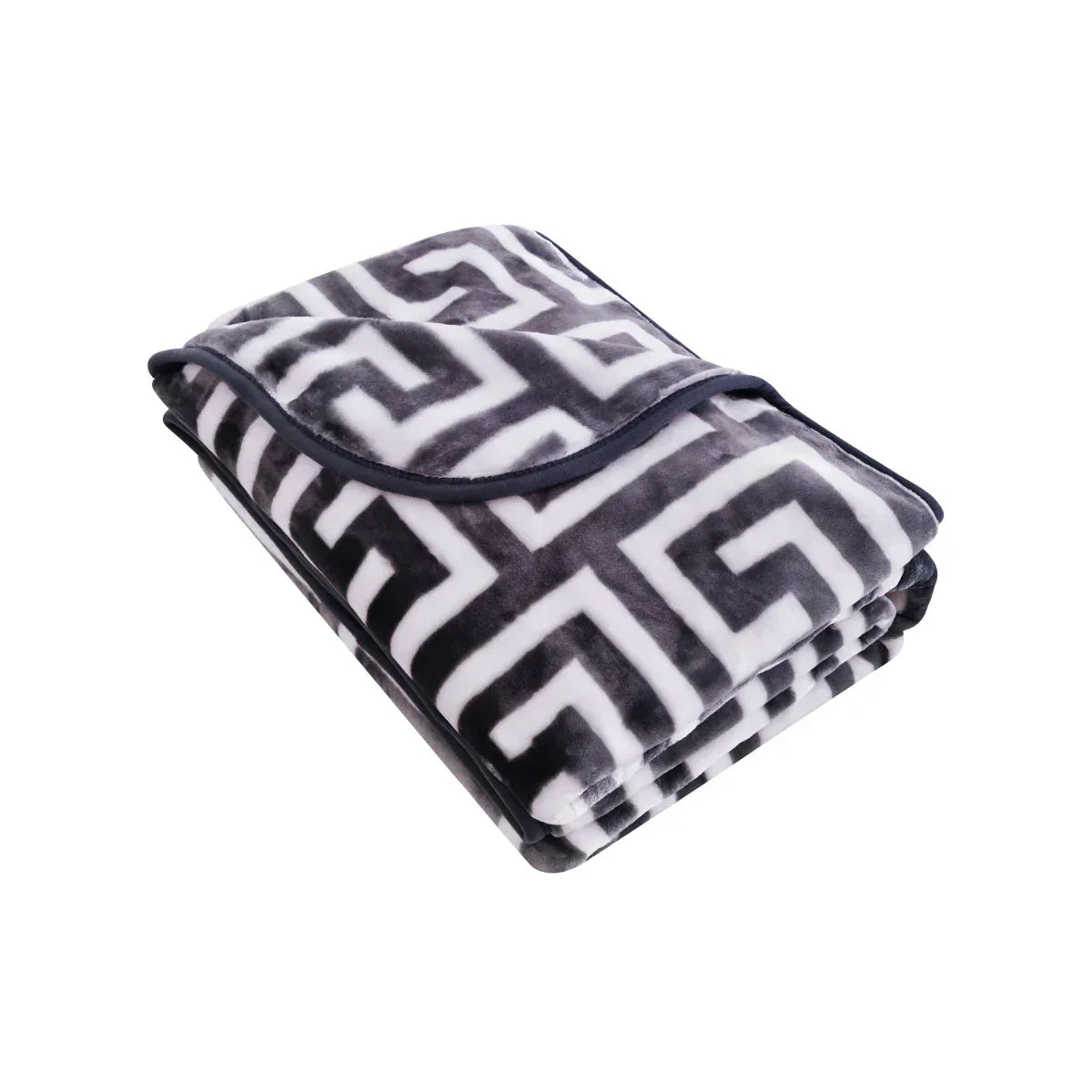 Bloomington 800GSM Greek Key Charcoal Winter Premium Quality 1 Ply Mink Blanket Queen - Mekamart Australia