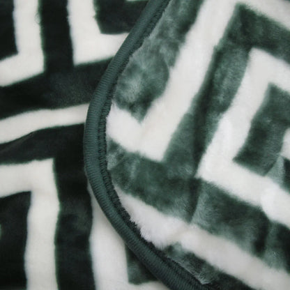 Bloomington 800GSM Greek Key Green Winter Premium Quality 1 Ply Mink Blanket Double - Mekamart Australia