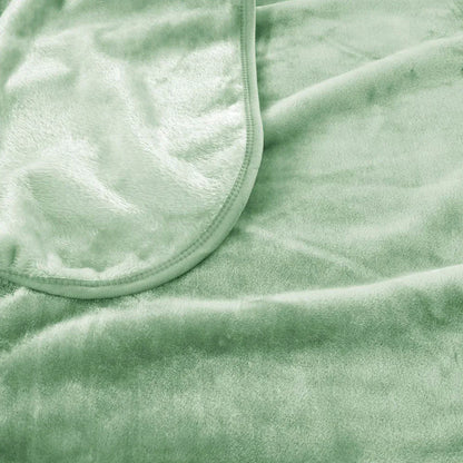J.Elliot Home 450gsm Solid Faux Mink Blanket Sage - Mekamart Australia