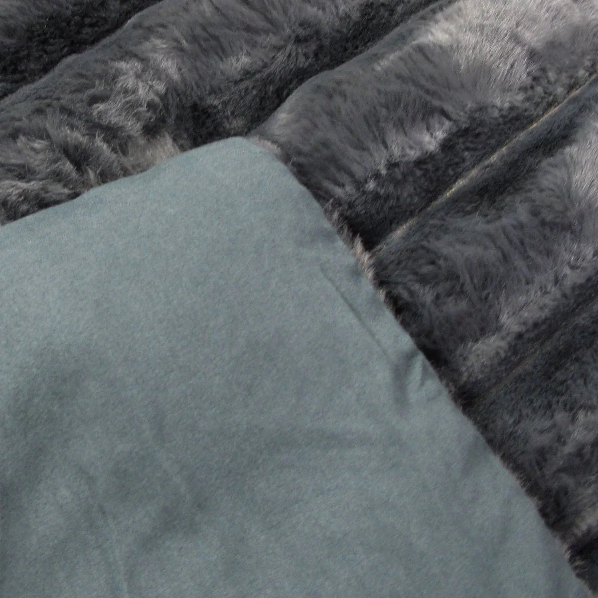 Jane Barrington Arna Charcoal 3 Pcs Channel Faux Bunny Fur Comforter Set King - Mekamart Australia