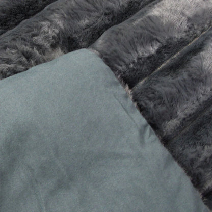 Jane Barrington Arna Charcoal 3 Pcs Channel Faux Bunny Fur Comforter Set Queen - Mekamart Australia
