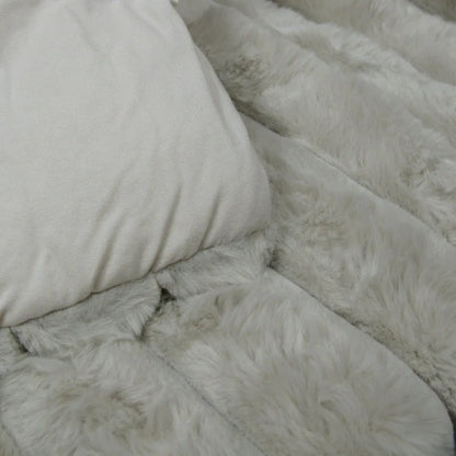 Jane Barrington Arna Natural 3 Pcs Channel Faux Bunny Fur Comforter Set King - Mekamart Australia
