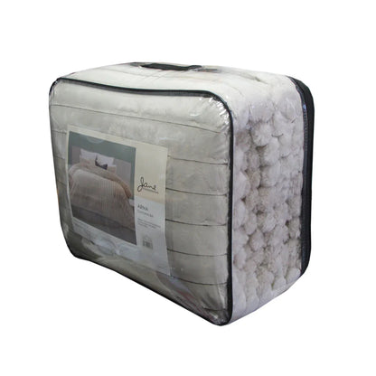 Jane Barrington Arna Natural 3 Pcs Channel Faux Bunny Fur Comforter Set King - Mekamart Australia