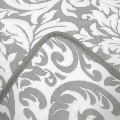 Jane Barrington Grey & White Lightly Quilted Jacquard Reversible Coverlet Set Queen - Mekamart Australia