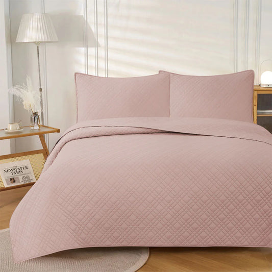 Jane Barrington Morris Blush Ultrasonic Embossed Lightly Quilted Reversible Coverlet Set King - Mekamart Australia
