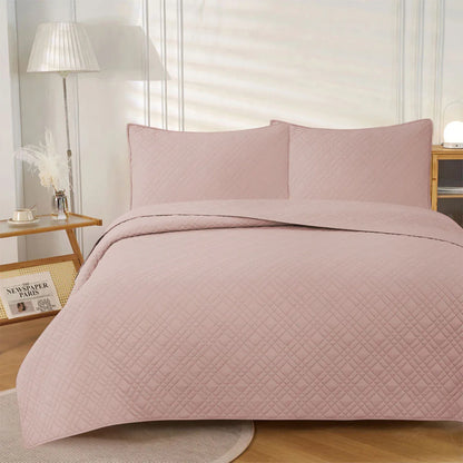Jane Barrington Morris Blush Ultrasonic Embossed Lightly Quilted Reversible Coverlet Set Queen - Mekamart Australia