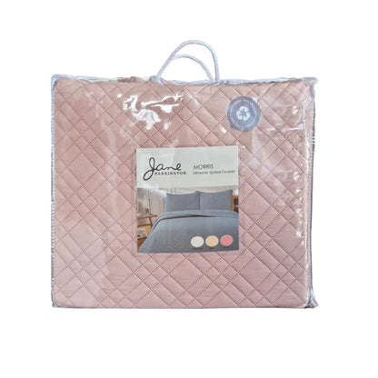 Jane Barrington Morris Blush Ultrasonic Embossed Lightly Quilted Reversible Coverlet Set Queen - Mekamart Australia