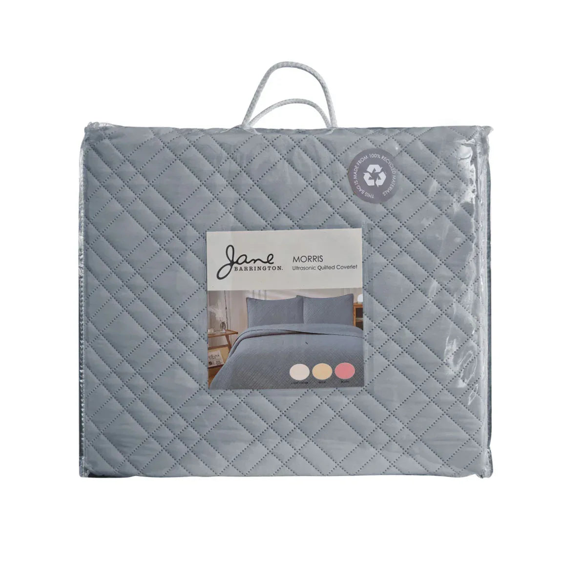 Jane Barrington Morris Dark Grey Ultrasonic Embossed Lightly Quilted Reversible Coverlet Set King - Mekamart Australia