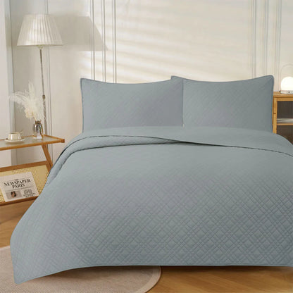 Jane Barrington Morris Dark Grey Ultrasonic Embossed Lightly Quilted Reversible Coverlet Set Queen - Mekamart Australia