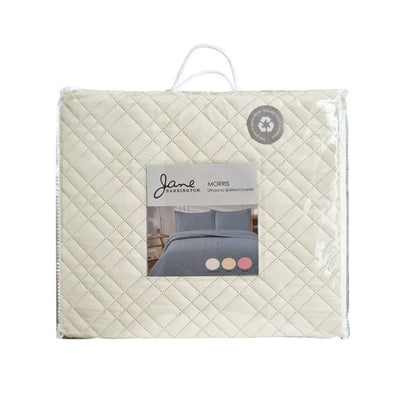 Jane Barrington Morris Light Cream Ultrasonic Embossed Lightly Quilted Reversible Coverlet Set King - Mekamart Australia
