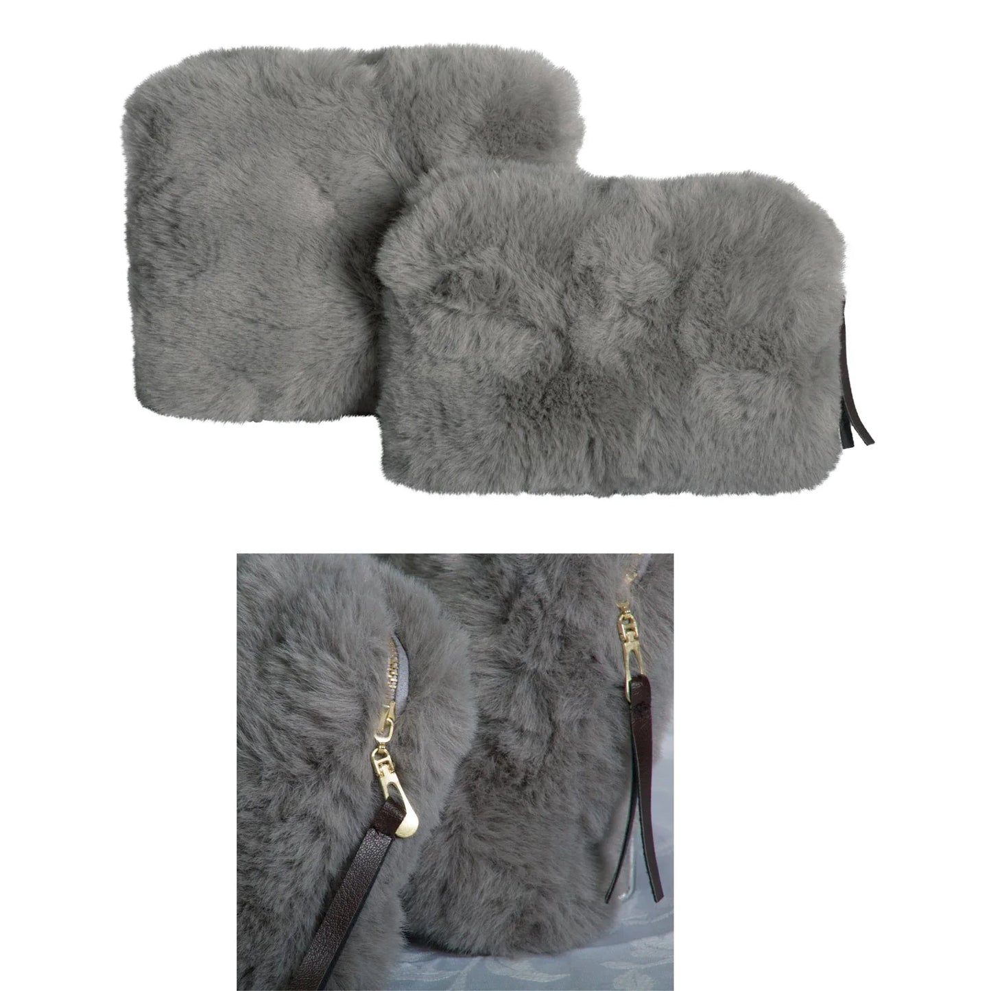 J.Elliot Home Demi Set of 2 Cosmetic Pouches Silver Grey - Mekamart Australia