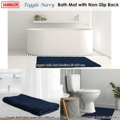Toggle Microfiber Bath Mat Large Navy - Mekamart Australia