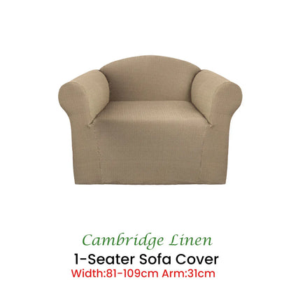 Elan Cambridge Extra-stretch Couch Cover Linen One Seater Linen - Mekamart Australia