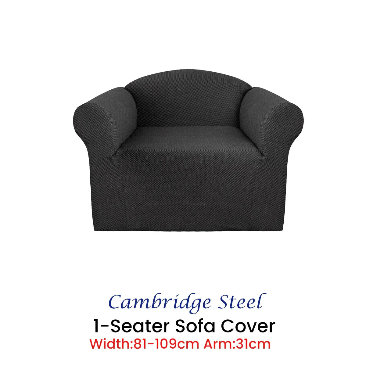 Elan Cambridge Extra-stretch Couch Cover Steel One Seater Steel - Mekamart Australia