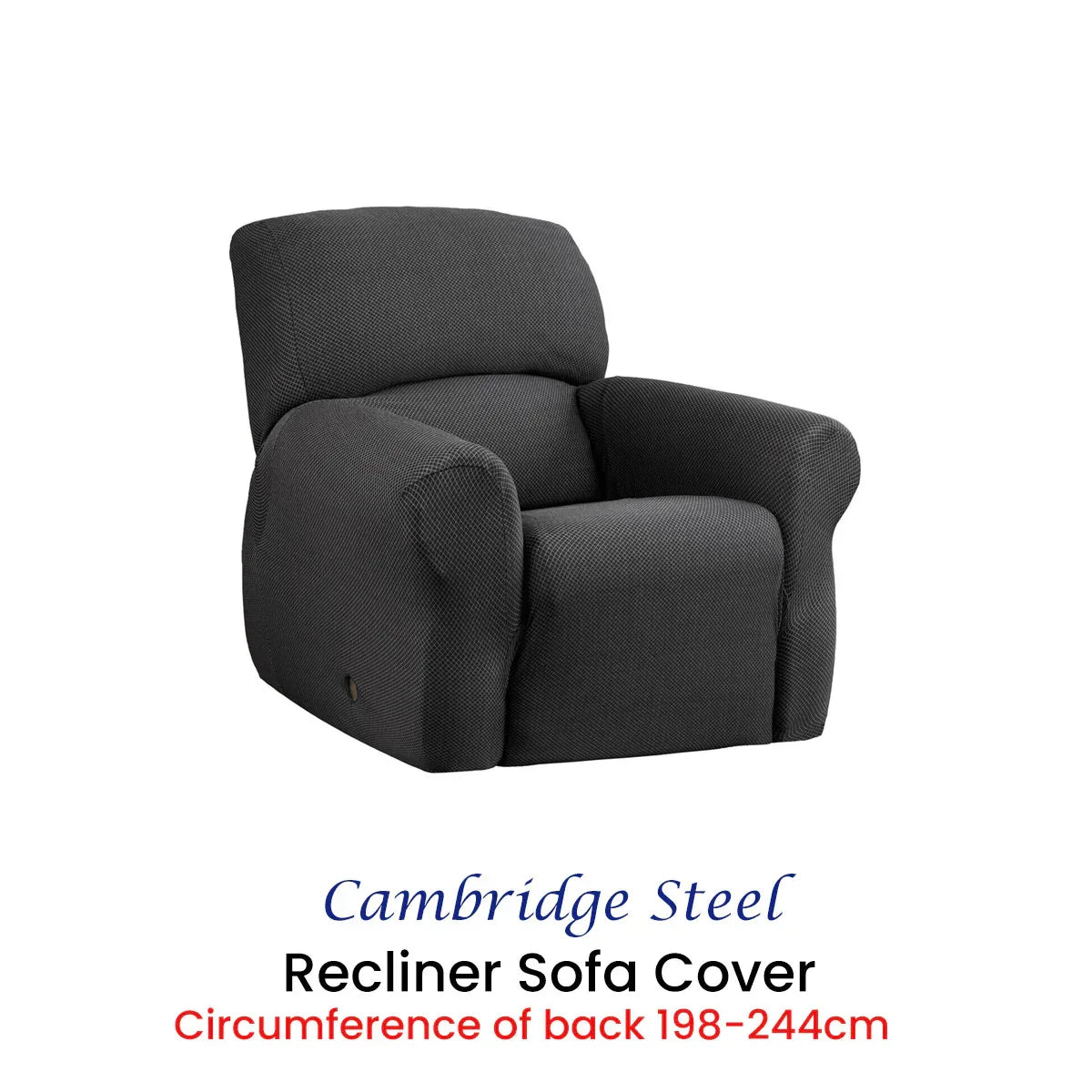 Elan Cambridge Extra-stretch Couch Cover Steel One Seater Recliner Steel - Mekamart Australia