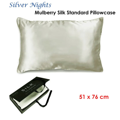 Ardor Mulberry Silk Standard Pillowcase Silver Nights - Mekamart Australia