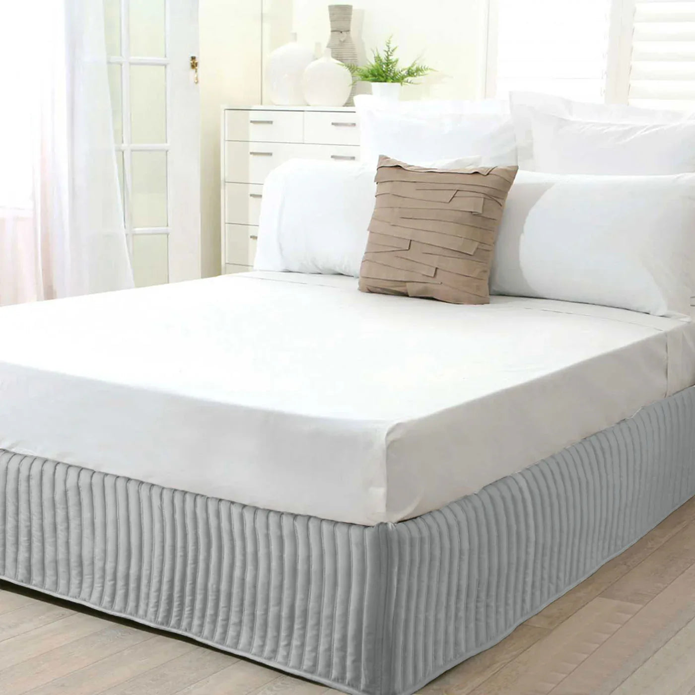 Ardor Quilted Valance Silver SINGLE - Mekamart Australia