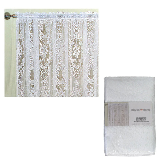 Yours to Love One Kensington White Lace Rod Pocket Curtain 300 x 213 cm - Mekamart Australia
