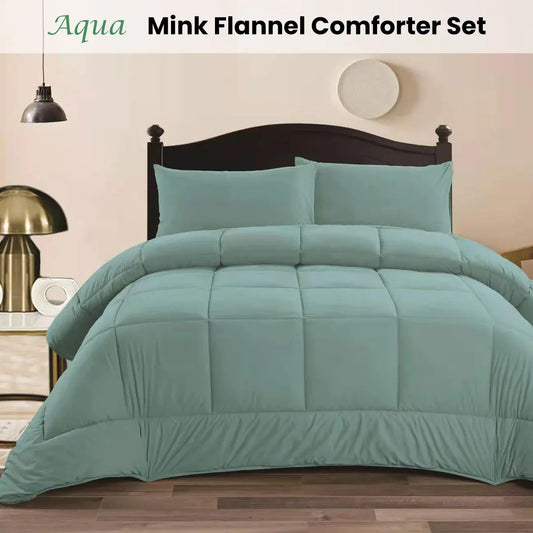 Ramesses Aqua 3- Piece Mink Flannel Comforter Set King - Mekamart Australia