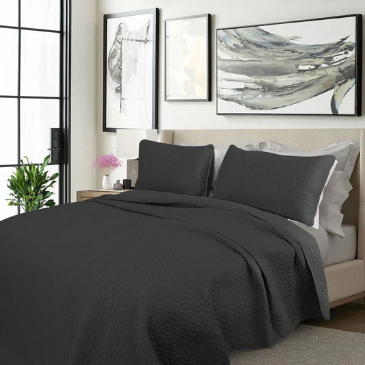 Shangri La 2000TC Charcoal Cooling Embroidered 3 Pcs Comforter Set Queen - Mekamart Australia