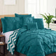 Ramesses 7 Piece Pinch Pleat Comforter Set Teal Queen - Mekamart Australia