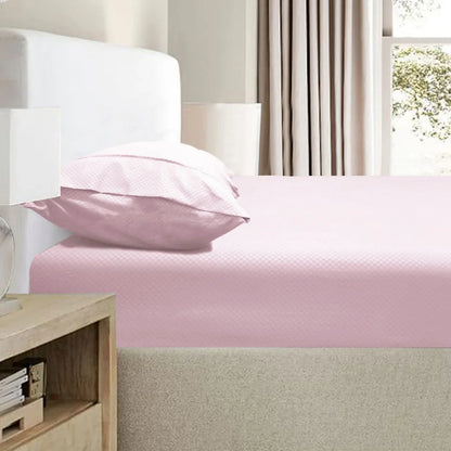 Ramesses 2000TC Bamboo Embossed Fitted Sheet Combo Set Pink Queen - Mekamart Australia