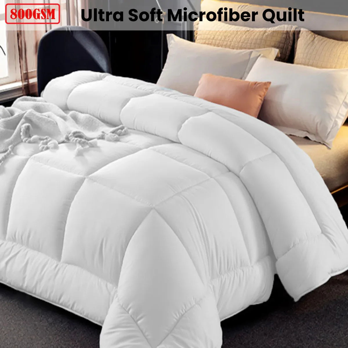 Ramesses 800GSM All Season Antibectiral Microfibre Quilt Queen - Mekamart Australia