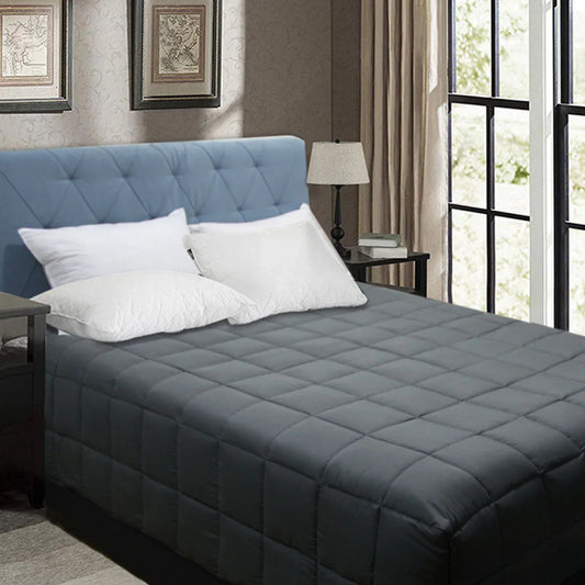Shangri La Bamboo Blend Microfiber Box End Quilt Charcoal Double - Mekamart Australia