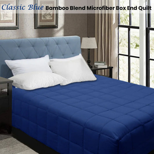 Shangri La Bamboo Blend Microfiber Box End Quilt Classic Blue King - Mekamart Australia