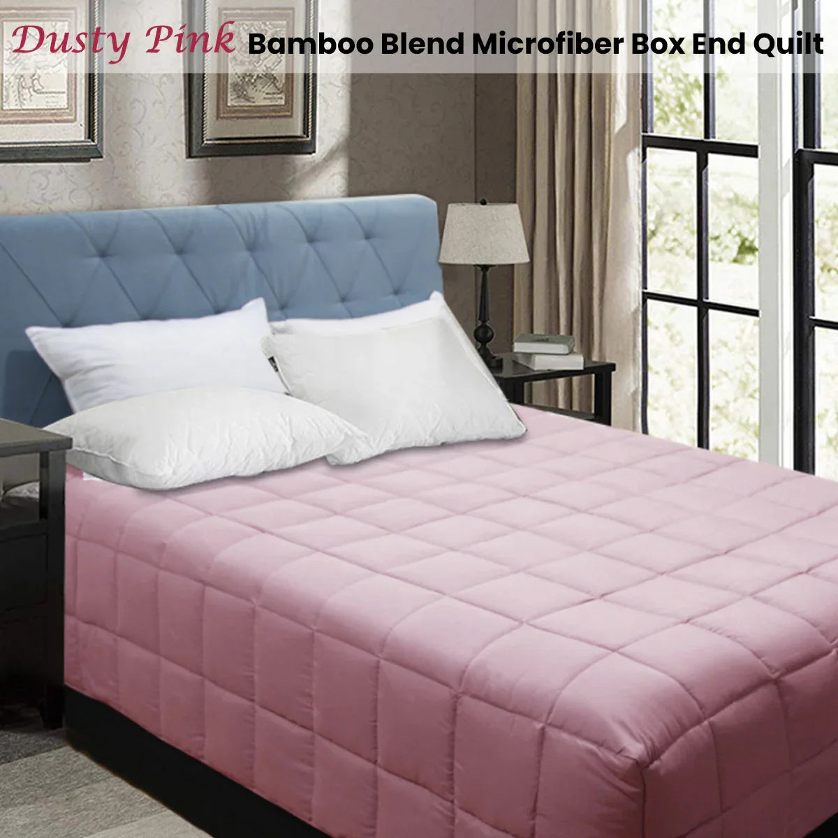 Shangri La Bamboo Blend Microfiber Box End Quilt Dusty Pink King Single - Mekamart Australia