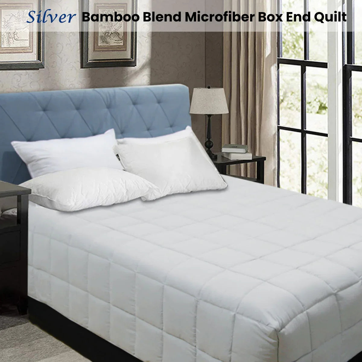 Shangri La Bamboo Blend Microfiber Box End Quilt Silver Double - Mekamart Australia