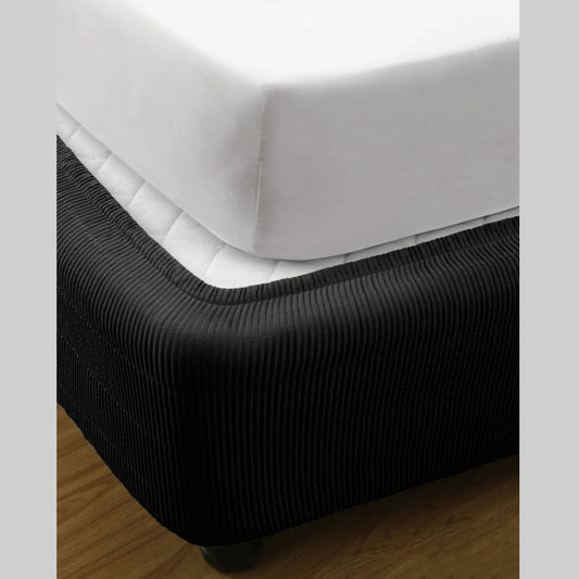 Ramesses Vertical Quilted Valance Black KING SINGLE - Mekamart Australia